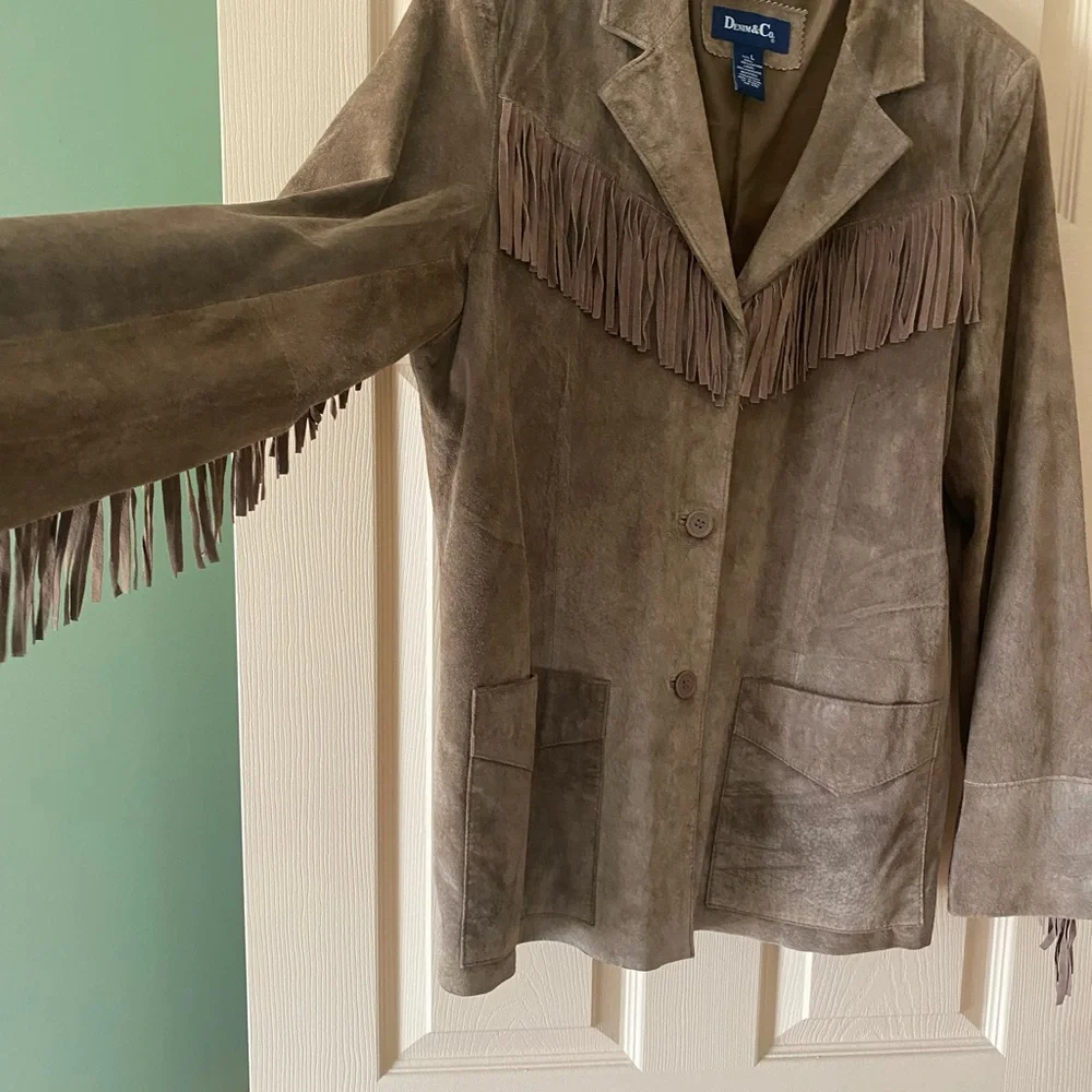 Denim&Co Woman's Washable Leather Fringe Jacket, size L Never Worn - Picture 5 of 16